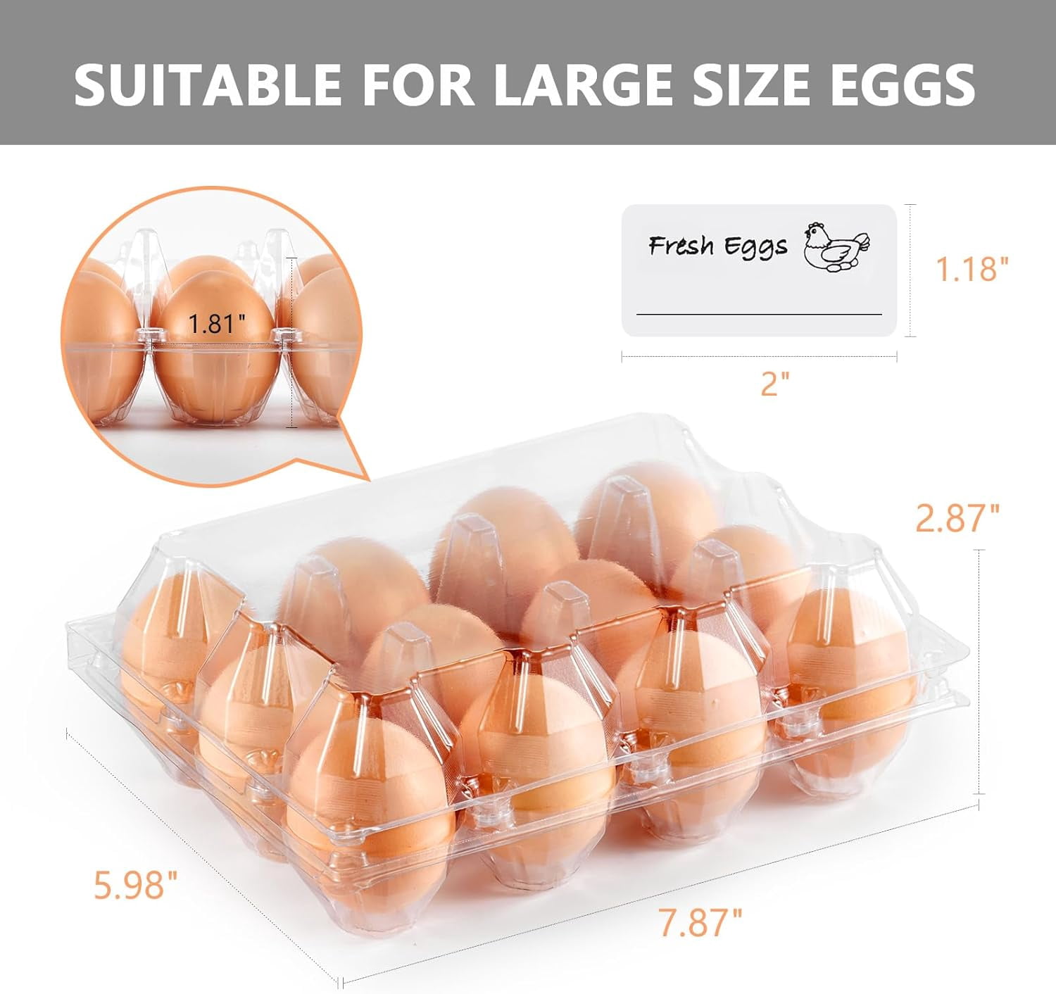60PCS Plastic Egg Carton Reusable Egg Cartons Cheap Bulk for Large Eggs ...