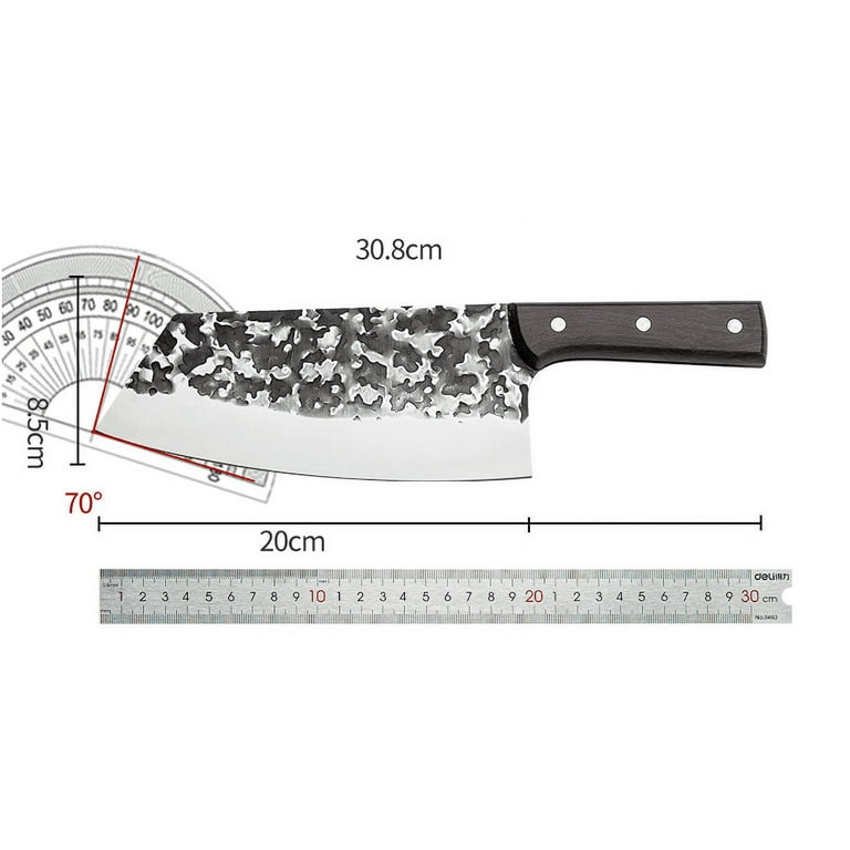 Handmade Cleaver Butcher Knife Set Hammered Forged Steel Wood