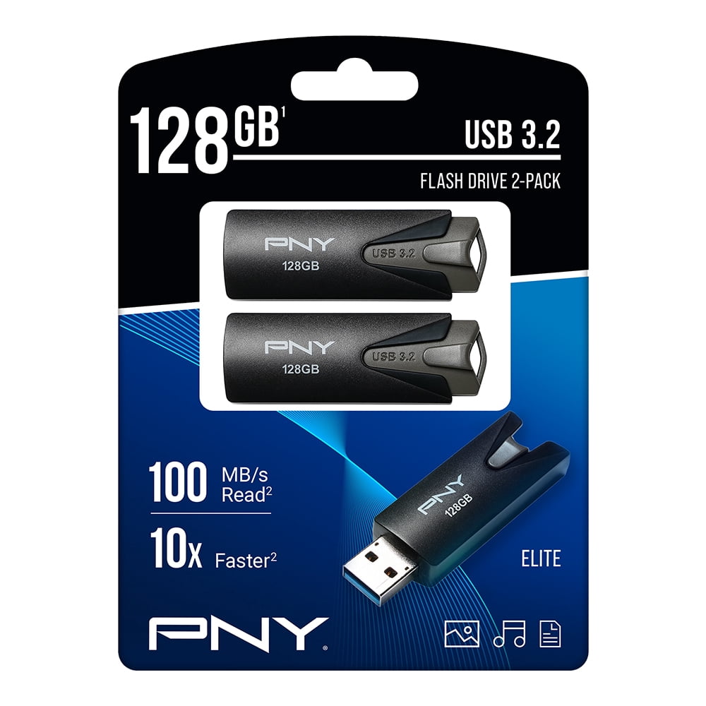 PNY 128GB Elite USB 3.2 Flash Drive 2 Pack - 100MB/s