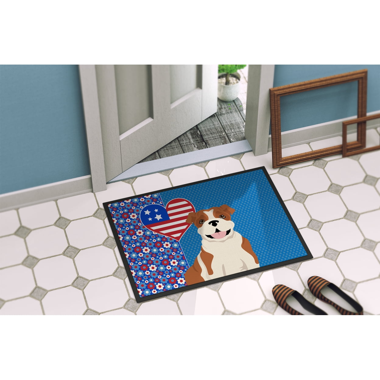Red English Bulldog Indoor or Outdoor Mat 24x36 36 in x 24 in