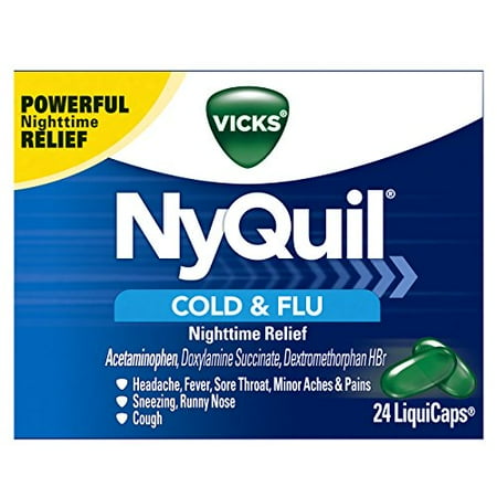 4 Pack - Vicks NyQuil Rhume et grippe secours LiquiCaps 24 Nighttime Chaque