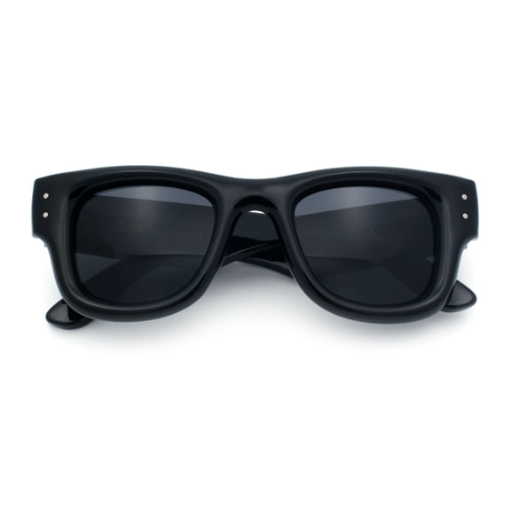 Locs Bold Heritage Rectangular Horn Rim Sunglasses for Men All Black UV400