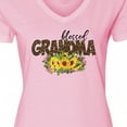 thumbnail image 4 of Inktastic Blessed Grandma Sunflowers and Leopard Print Women's V-Neck T-Shirt, 4 of 5