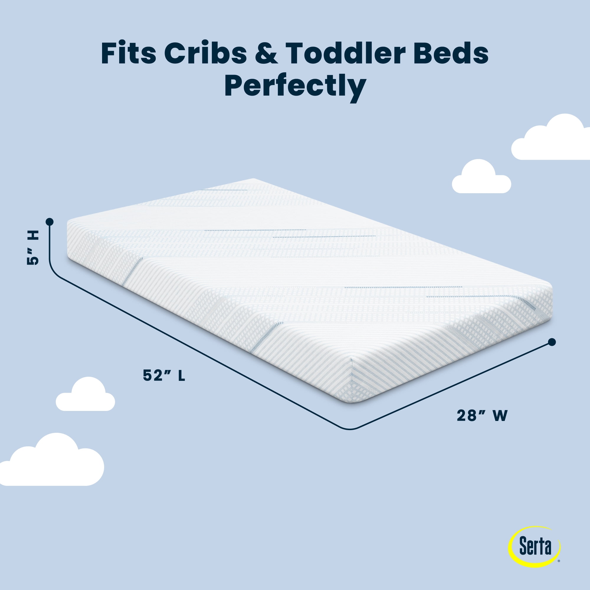 Serta Signature Dual Sided 5" Crib /Toddler Mattress in a Box, GREENGUARD Gold, Firm Plant-Based Foam