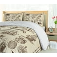 thumbnail image 5 of Ambesonne Nautical Duvet Cover Sets, Pirate Map Along Skull, 2-King, Beige and Brown, 5 of 7