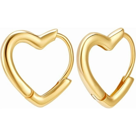925 Sterling Silver Heart Hoop Earrings Gold Love Huggie Small Ear Stud Cuff for Pierced Ear Women Jewelry 12mm