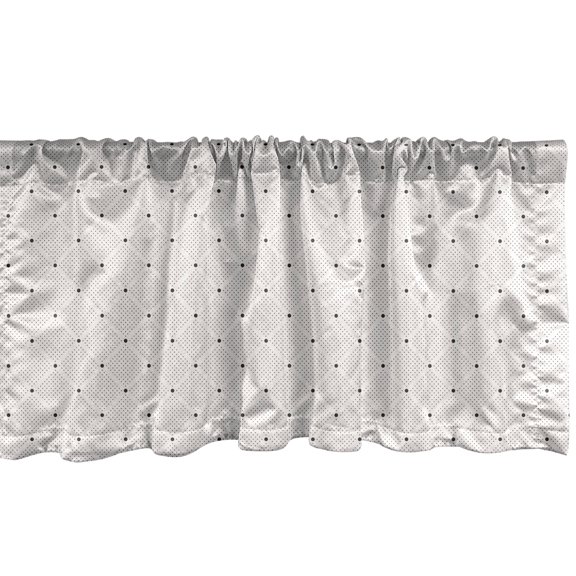 Ambesonne Abstract Window Valance, Dotted Squares Polka Dots, 54" X 12", Charcoal Grey Ivory