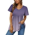 thumbnail image 2 of yillto Womens Blouse Summer Short Sleeve Tops V Neck Casual Tunic Shirt Flowy Loose Pleated Shirts, 2 of 5