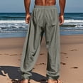 thumbnail image 4 of Cmfcve Parrot Print Linen Pants for Men Summer Casual Yoga Pants Elastic Waist Drawstring Lightweight Gauzy Trousers, 4 of 6