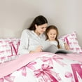 thumbnail image 5 of jejeloiu Letter M Monogrammed Queen Comforter Set,Bowknot Bow Ribbon Bedding Sets,Pink White Bedding Comforter Set For Girls,Microfiber Room Decorative Reversible,3 Pieces, 5 of 8