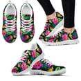 thumbnail image 1 of Zapatillas de deporte casuales con cordones de malla para mujer, zapatos de moda con diseño de hibisco rojo y plantas tropicales, para otoño, para caminar y niñas., 1 of 6
