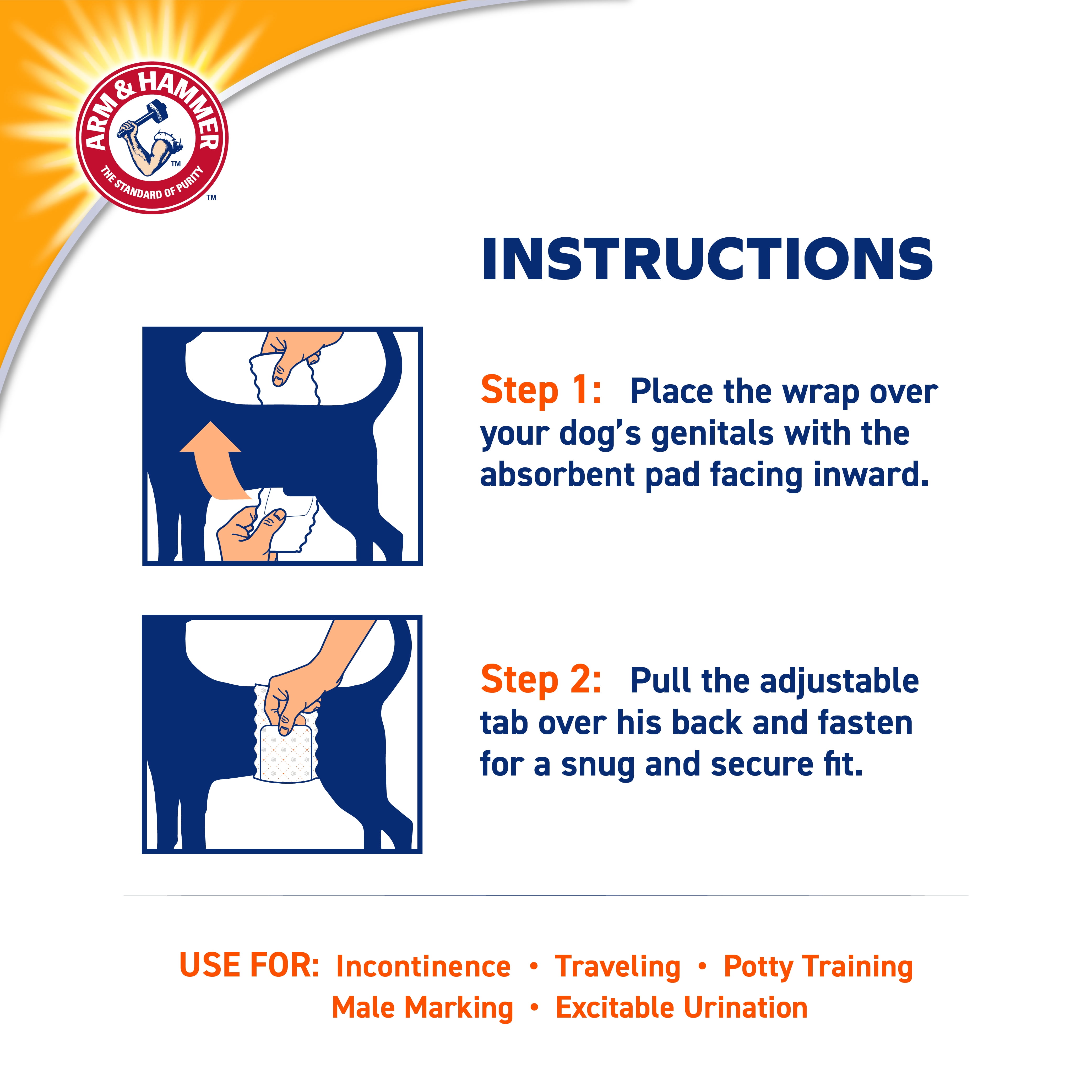 Arm & Hammer Male Dog Wraps, Size Small, 12 Count | Ultra-Absorbent with Wetness Indicator