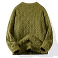 thumbnail image 4 of Juslio Men Sweaters Pullovers Sweaters Solid Crew Neck Long Sleeve Fashion Army Green, 4 of 5