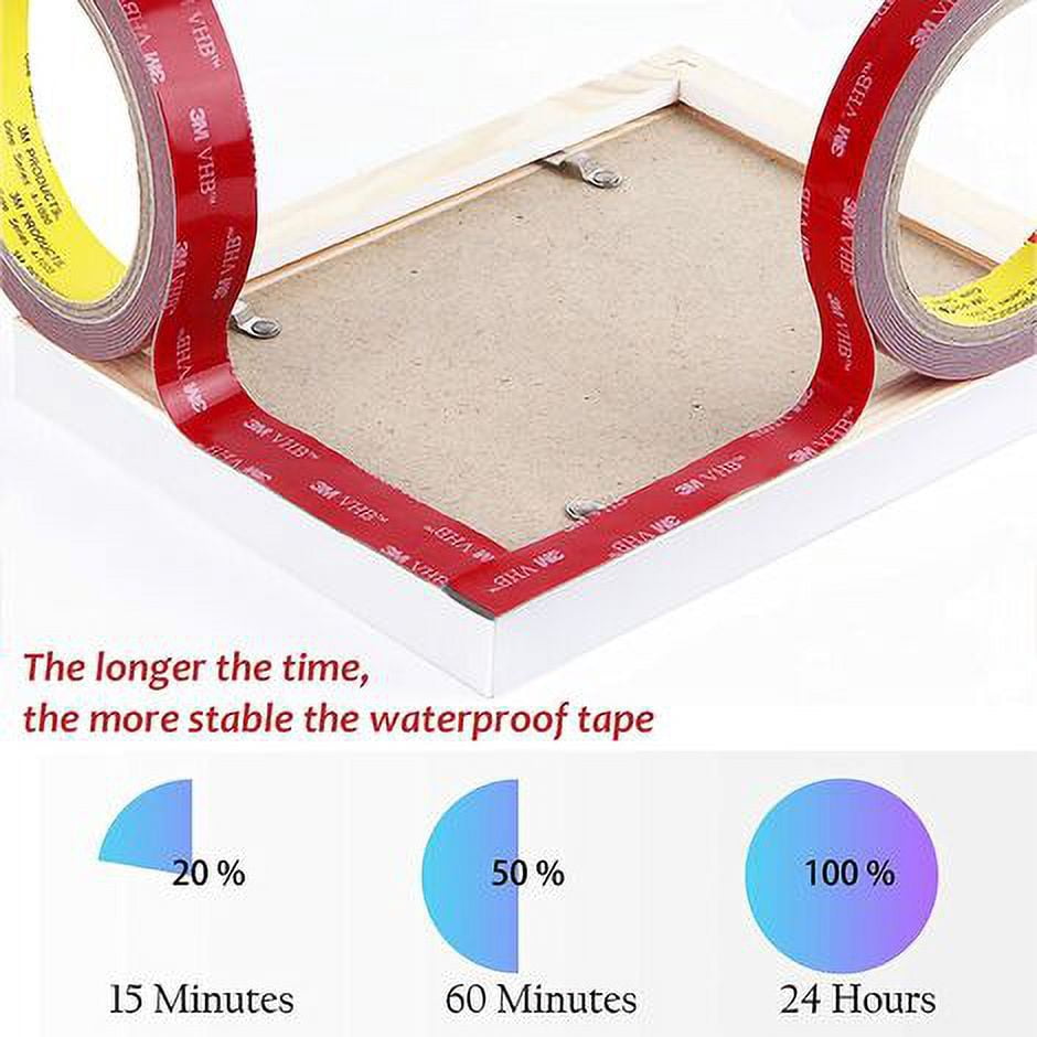 3M VHB Extra Strong Double Sided Adhesive Tape 3m x 10mm Black Waterproof High Temperature Resistance for Indoor & Outdoor Use, 1 pcs