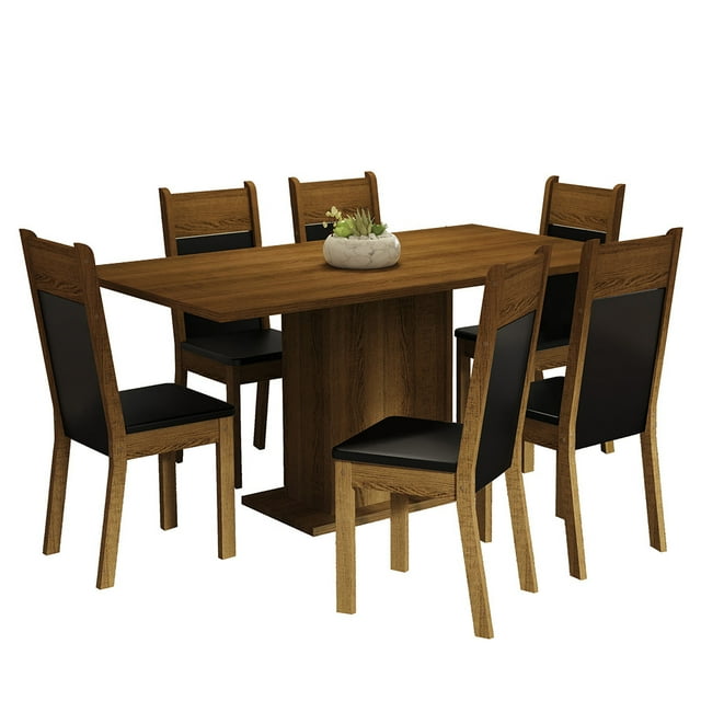 Juego de Comedor Mesa con 6 Sillas Madesa Augusta Marrón/Negro