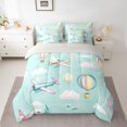 thumbnail image 2 of Homewish Vintage Airplane Boys Bedding Comforter Set 7-Piece, Kawaii Cartoon Aircraft King Bedding Sets, Hot Air Balloon Print Reversible Bed Sheets, Breathable Home Decor, 2 of 7