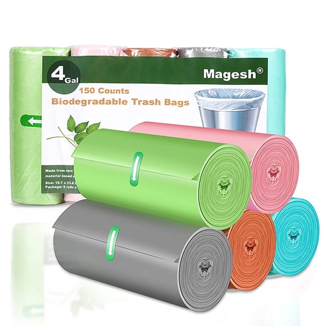 Bolsas de basura Magesh Biodegradables 4 galones 150 unidades extra fuertes sin aroma