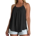 thumbnail image 2 of Womens Halter Tops with Built in Bra Padded Ribbed Supportive Spaghetti Strap Cropped Shelf Bra Tank Workout Tops Casual Loose Fitted Tank Tops Camisole Tops Sleeveless Tops Sports Yoga Shirts Black, 2 of 5