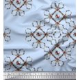thumbnail image 1 of Soimoi Blue Poly Georgette Fabric Floral Wreath Geometric Printed Craft Fabric by the Yard 42 Inch Wide, 1 of 5