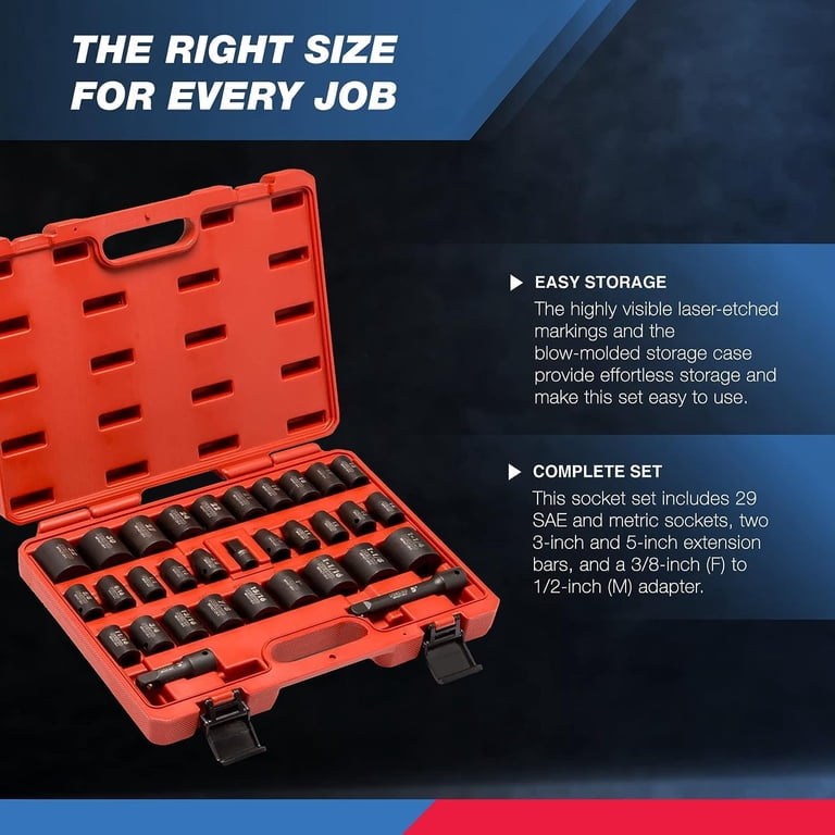 1/2 Drive Master Impact Hex Bit Set, Hex Driver, SAE/Metric, 1/4 - 3 1/2 Drive Master Impact Hex Bit Set, Hex Driver, SAE/Metric, 1/4 - 3