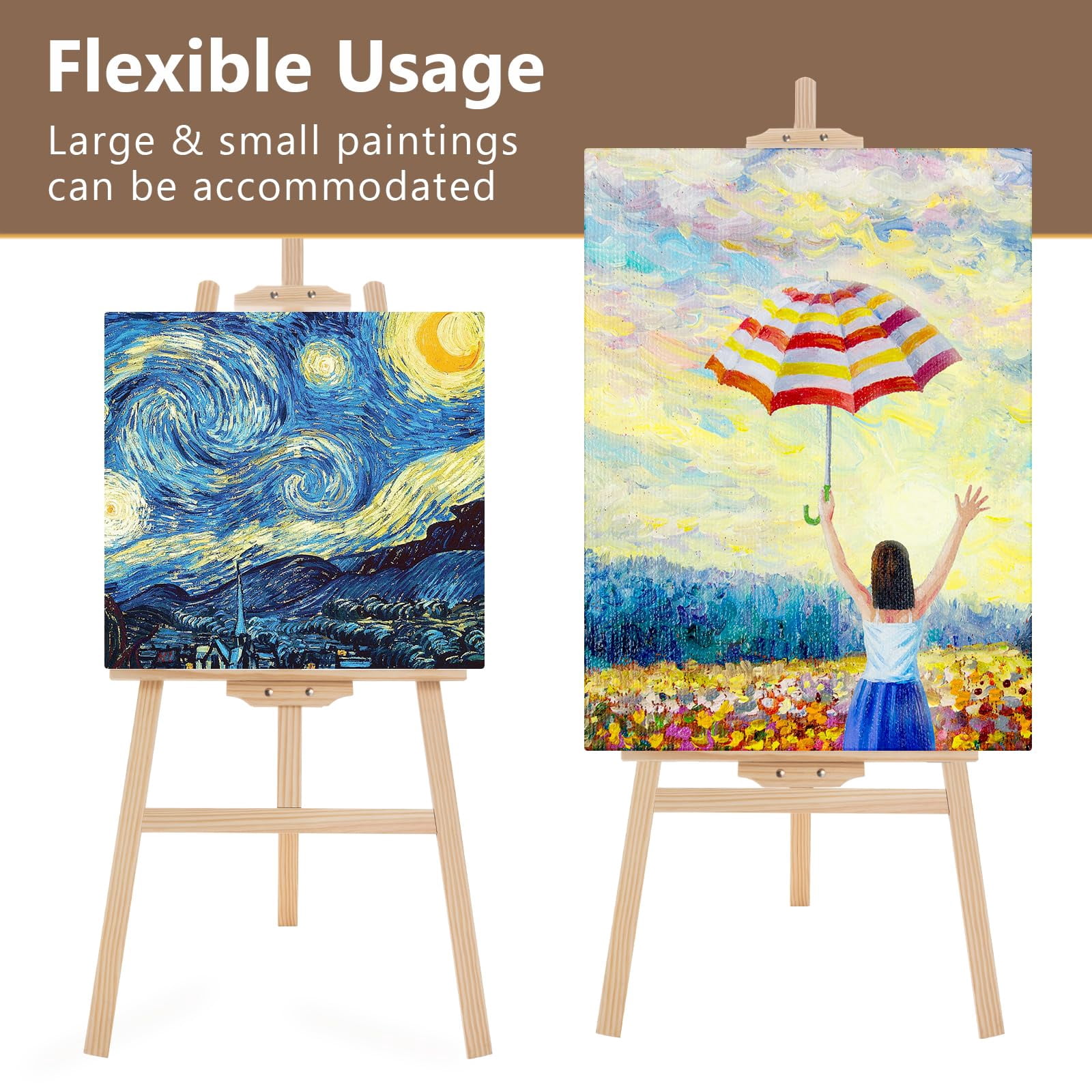 Wooden Easel Stand for Painting, 45" Adjustable Height Folding Art Easel for Canvas,Folding Art Easel for Drawing, Wedding Sign and Poster, Suitable for Kids and Adults