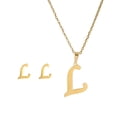 thumbnail image 1 of Fiudx Conjunto de Collar de Moda, Colgante con Letras En Inglés, Elegante Diseño de Aleación de Oro, Regalo para Mujer, Promoción Publicitaria, Inauguración de Casa, Cumpleaños, Pendientes Compactos, 1 of 2