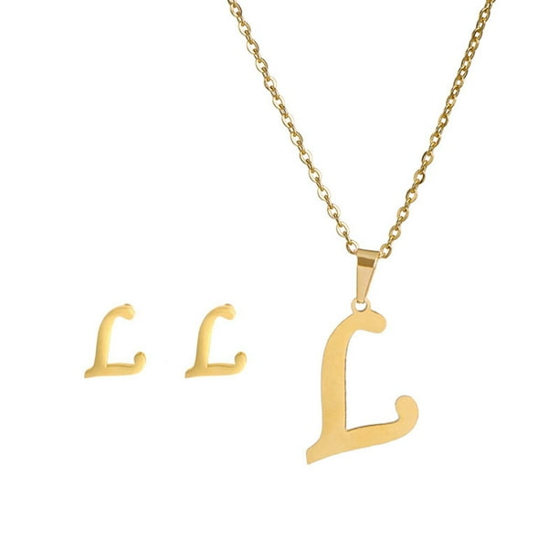 Xihbxyly Conjunto de Collar de Moda, Colgante con Letras En Inglés, Elegante Diseño de Aleación de Oro, Regalo para Mujer, Promoción Publicitaria, Inauguración de Casa, Cumpleaños, Pendientes Compact