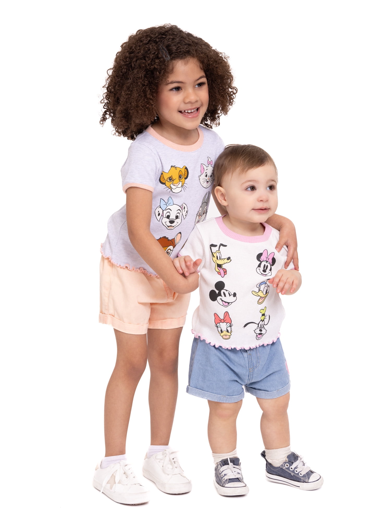 Disney Mickey & Friends Toddler Girls Top and Denim Shorts Outfit Set, 2-Piece, Sizes 12M-5T