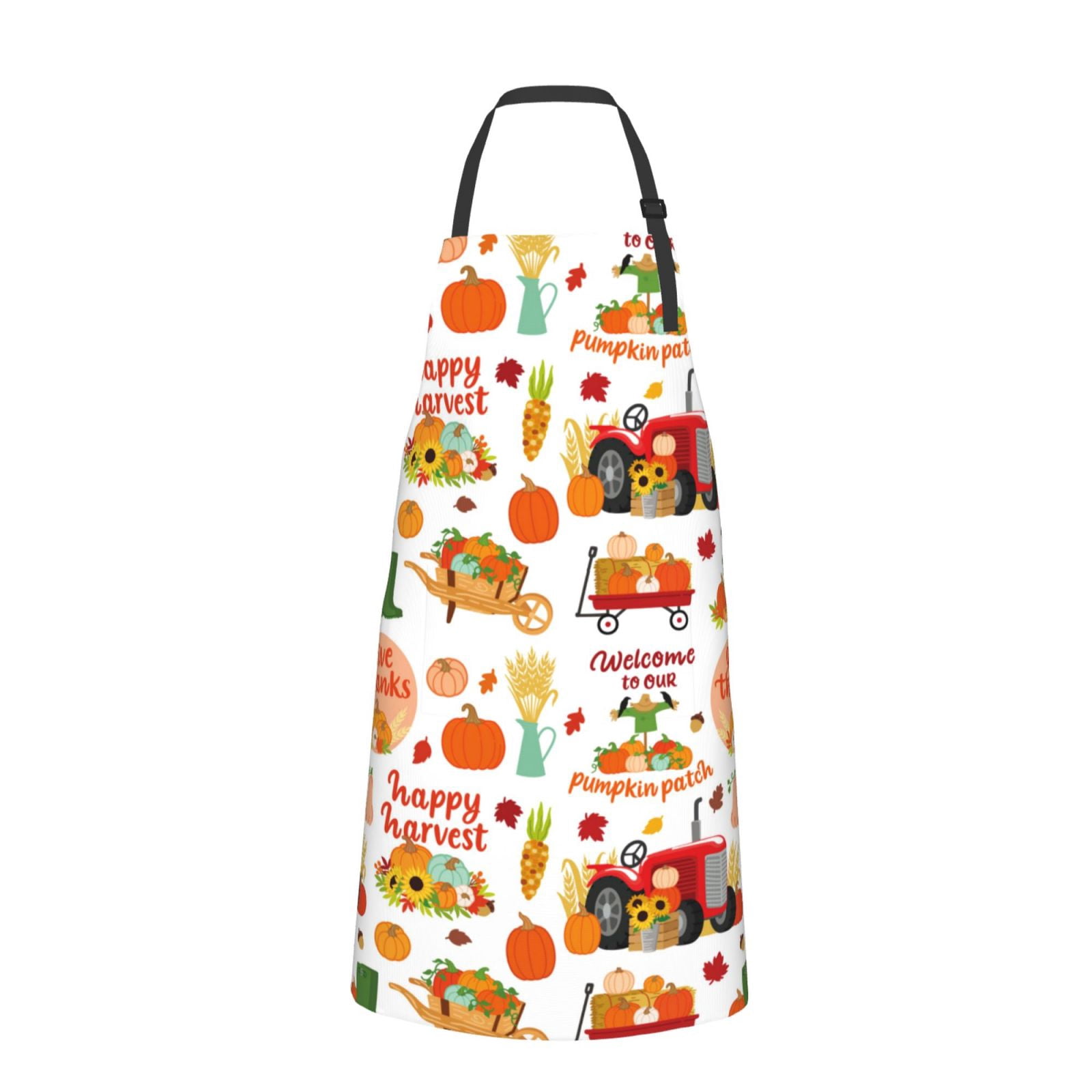 Naloa Fall Farm Pumpkin Apron Kitchen Aprons with Pockets for Women Men Chef