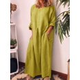 thumbnail image 1 of HH Women's Cotton and Linen Solid Color Loose Dress, 1 of 1