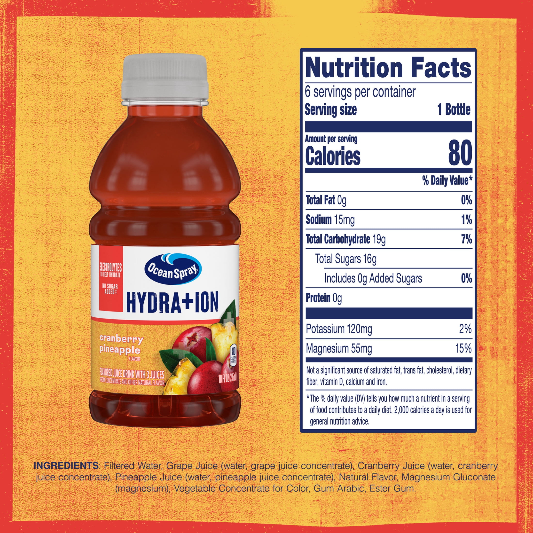 Ocean Spray® Revitalize Cranberry Pineapple Juice Drinks, 10 fl oz Bottles, 6 Count