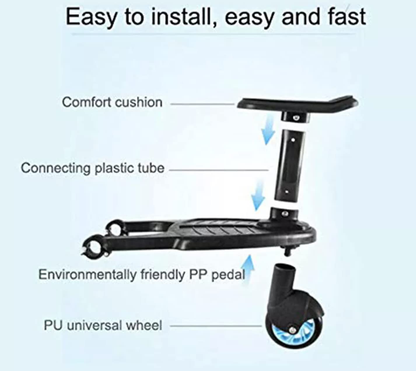HONEYPOLO Stroller Ride Board - Second Passenger Standing Platform Attachment - Lightweight Baby Accessory - Family Travel Essentials - for Child Riders 2-6yrs (25kg)