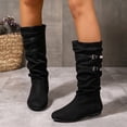 thumbnail image 5 of Women's Extra Wide Calf Knee High Slouchy Boots, Wide Width Tall Boots with Flat Heel Side Zipper Black 9.5(43), 5 of 5