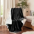 thumbnail image 6 of Sherpa Throw Blanket for Couch Sofa - Fuzzy Soft Cozy Blanket for Bed, Fleece Thick Warm Blanket for Winter, Black Fall Winter Queen Blanket, 90x90 Inches, 6 of 7