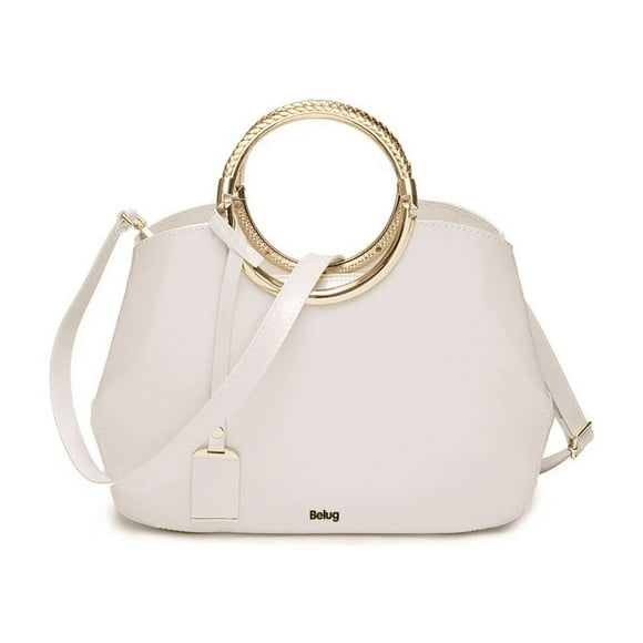 Bolso De Charol Brillante Belug, Beige