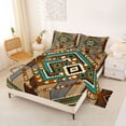 thumbnail image 2 of jejeloiu Southwestern Aztec Queen Sheets For Men Women,Tribal Pattern Queen Sheet Sets,Brown Turquoise,4 Pieces,1 Flat Sheet, 1 Fitted Sheet and 2 Pillowcases, 2 of 6