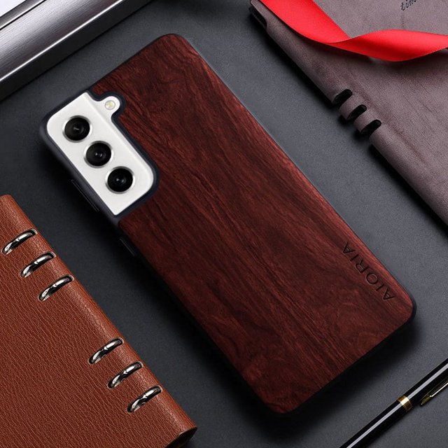 Bamboo Wood Pattern Leather Back Cover For Samsung Galaxy S21 S22 S20 Ultra Plus FE Phone Case