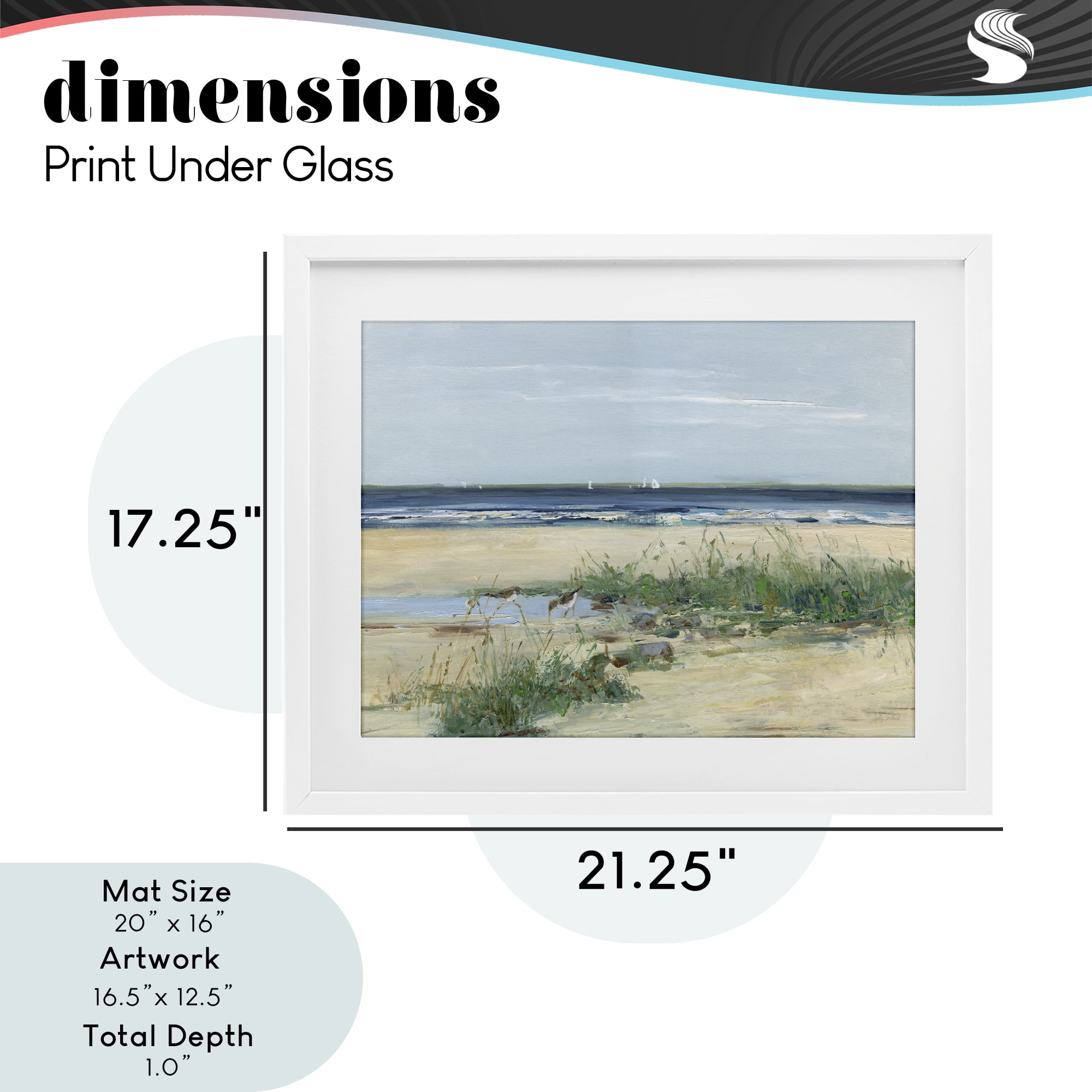 Stupell Industries Beach Marsh Sandpipers White Framed Print Under Glass, design by Sally Swatland