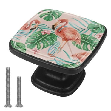 4 Pcs Cabinet Handle Drawer Pulls Flamingo Knobs with Screws Square Furniture Office Cabinet Knob Decoration
