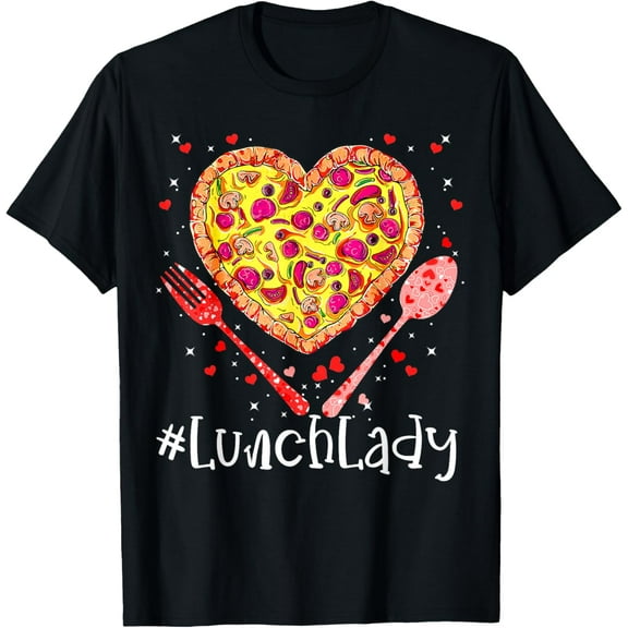 Most Likely To Christmas Be On The Nice Pizza Lunch Lady Funny Pink Heart Happy Valentine's Day 2026 T-Shirt Shirts