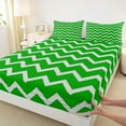 thumbnail image 3 of Feelyou Green Stripes Waves Twin Sheet Sets, Teen Kid Abstract Bedding, 3-Piece, 3 of 7
