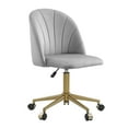 thumbnail image 2 of Linon Alondra Mid Back Velvet Office Chair with Adjustable Height and Swivel, Gold/Gray, 2 of 17