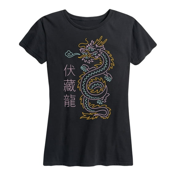 Instant Message - Neon Chinese Dragon - Women's Short Sleeve Graphic T-Shirt