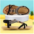 thumbnail image 1 of ATTOE Sandales Rétro pour Femmes Mode Imprimé Fleur Chaussures de Couture Design Strass Sandales d'Été Bande Élastique Douce (Couleur : Noir, Pointure : 10), 1 of 3