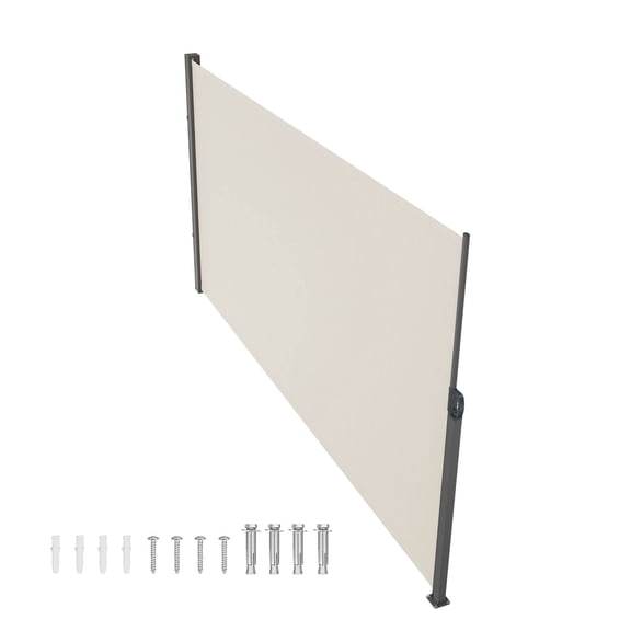 Retractable Outdoor Privacy Screen, 71x138 Inch Waterproof Patio Wind Blocker with UV Protection for Deck, Balcony, or Backyard, Beige