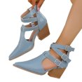 thumbnail image 5 of Wensltd Fashion High Heel for Women Buckle Strap Chunky Block Heel Pointy Toe Dressy Shoes, 5 of 5