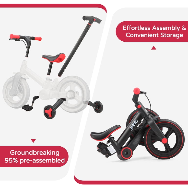 JMMD, Toddler Bike with Push Handle, 6 in 1 Foldable Tricycle