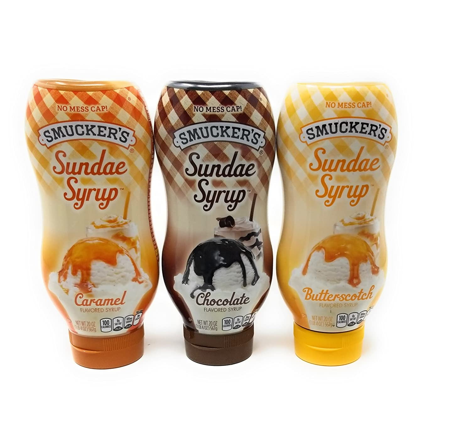 Smuckers Sundae Syrup Caramel, Butterscotch & Chocolate Ice Cream Topping Bundle 20 Oz (Variety Pack Of 3)