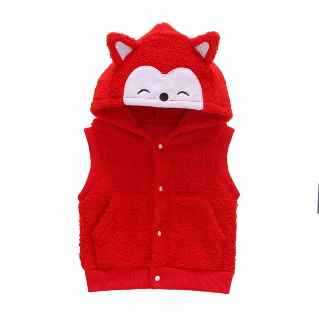 Vêtements pour Tout-Petites Filles Nourrisson Tout-Petit Bébé Garçons Filles Gilet à Capuche Rouge avec Oreilles Cardigan Gilet à Boutons-Pression