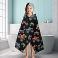 thumbnail image 6 of Flame Decorated Monster Trucks Pattern Hooded Bath Towel，60"x35" for Ages 3 To 12 Kids, Quick Dry Lightweight Soft Microfiber Hood Beach Towel Cover Up for Kids, 6 of 7